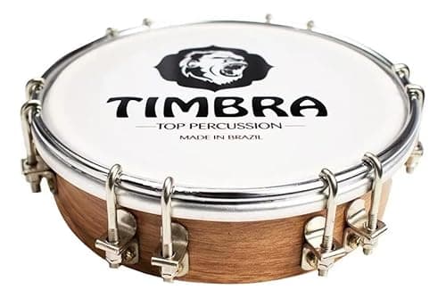 Timbra Tamborim de Madeira Freijó, Aro Níquelado, 6 Polegadas, Marrom