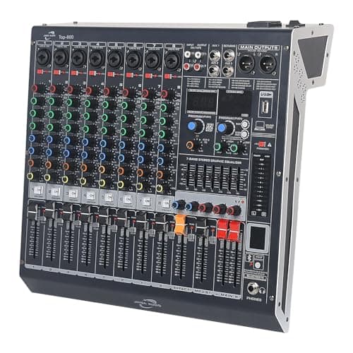jindaaudio Mesa de Som de 8 Canais, Mixer Dj com Bluetooth e Usb, Placa de Som com Interface de Gravação e Alimentação Fantasma de 48V, Mixer de Som com 256 Efeitos Dsp de Reverb e Delay Streaming