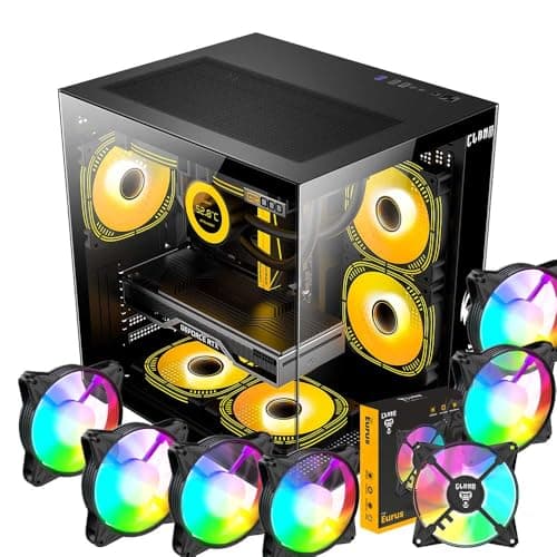 Grood Kit Gabinete Gamer Aquário em Aço e Vidro Preto + 6 Fans Cooler Eurus RGB