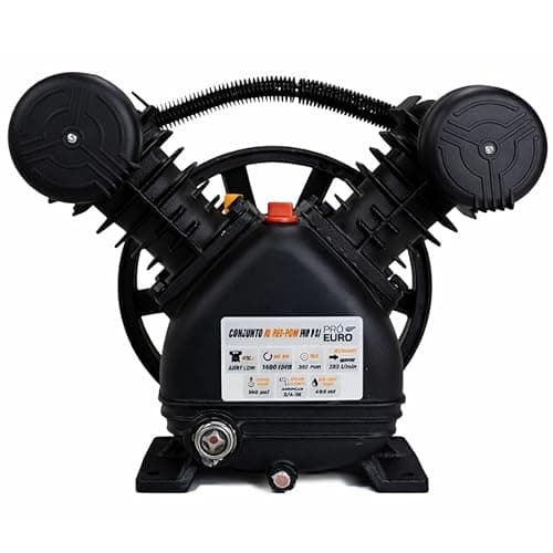 Cabeçote Compressor de Ar 10 Pés em Ferro Fundido 2 Pistões 140Psi com Filtro de Entrada de Ar Pró Euro