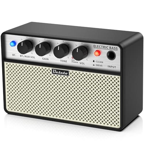 Ueteto Mini Amplificador De Baixo De 10W, Amplificador De Prática De Baixo Portátil E Recarregável Com Canais Limpos E De Acionamento
