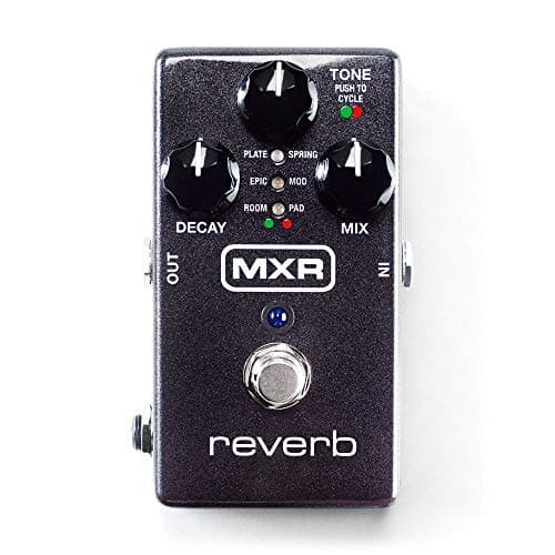 Pedal de efeitos de guitarra MXR Reverb JIM DUNLOP em preto com botões rotulados