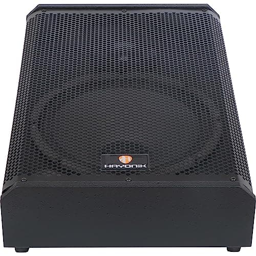Monitor de palco Hayonik, falante de 12 polegadas, 400W, gabinete em madeira, saída para caixa passiva, amplificador classe AB, 200W RMS