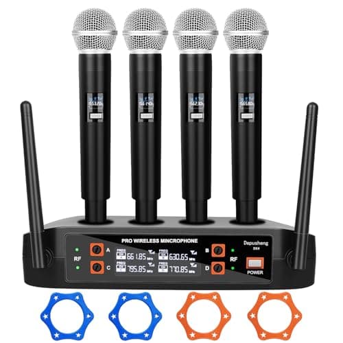 Kit 4 Microfones Sem Fio Profissionais com Sistema de 4 Canais