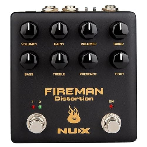 NUX Pedal Distorção Fireman NDS-5 | para Guitarra, Dois Canais Independentes, Equalização Completa, True/Buffer Bypass, Operação 9V/18V, Carcaça de Metal Compacta