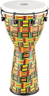 Djembe Meinl série Alpine, concha e cabeça sintéticas, design geométrico colorido, vista frontal