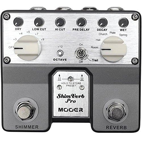 Pedal de efeitos Mooer Twin Shim Pro com controles de ajuste rotulados