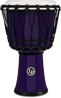 Djembe roxo Latin Percussion World Collection com acabamento em madeira e cordas pretas