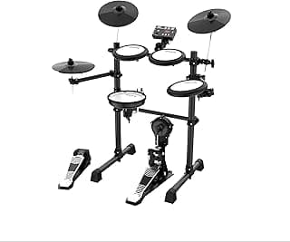 Bateria eletrônica AROMA TDX-16s, preto e cinza, com mesh e controles MIDI, sobre fundo branco.