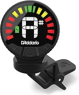 Afinador recarregável de clipe NEXXUS 360 Daddario com visor digital multicolorido.