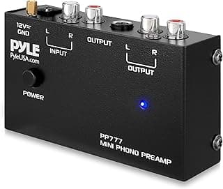 Pyle Mini pré-amplificador de toca-discos Phono PP777 com entrada/saída RCA