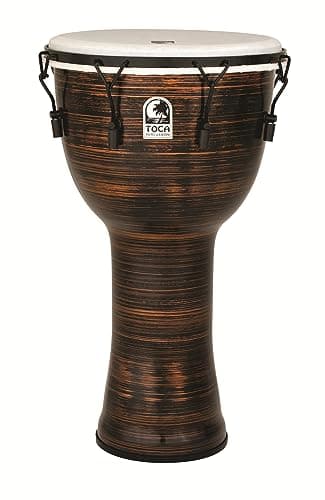 Djembe Toca Freestyle II 35,5 cm com acabamento em novelo de cobre, vista frontal.
