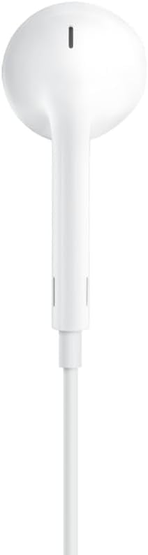 Fone Apple EarPods branco com detalhes da saída de som e design intra-auricular