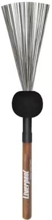 Baqueta Liverpool tipo vassourinha com cabo de madeira marrom para cajon.