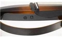 Detalhe da entrada para cabo e controles eletrônicos do violão Yamaha SLG200NW nylon natural