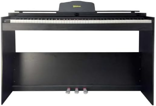 Piano digital Waldman Staccato DPST-88 preto com 88 teclas sensíveis e pedestal.