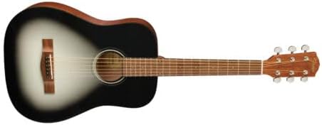 Fender FA-15 3/4 violão acústico sunburst preto com cordas de aço vista horizontal