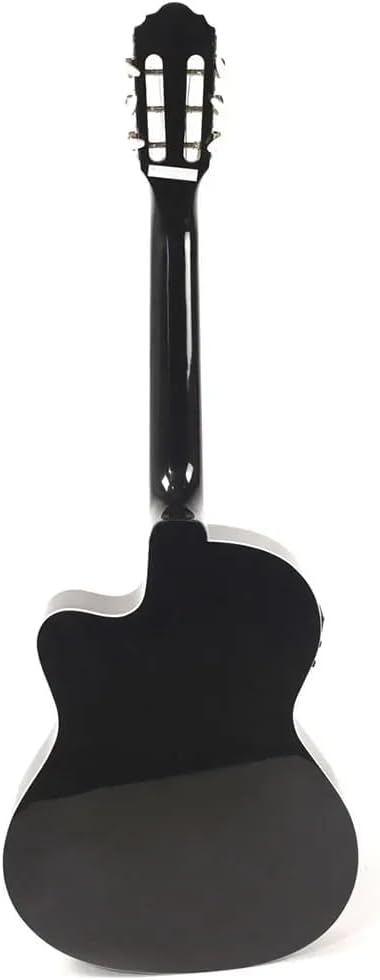 Parte traseira do violão eletroacústico Giannini NF-14 preto com cutaway.