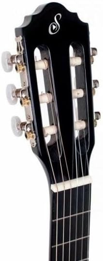 Cabeça do violão Giannini NF-14 preto com logo e tarraxas prateadas.