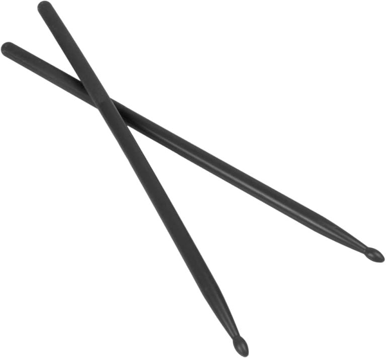 Par de baquetas de bateria OriGlam 5A com ponta de nylon preta em fundo branco