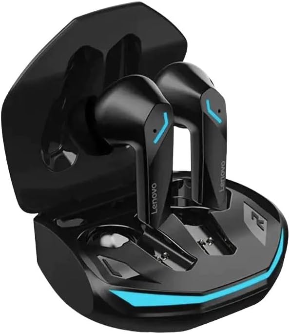 Lenovo GM2 Pro TWS fones de ouvido gamer sem fio com estojo de carregamento preto e luzes azuis
