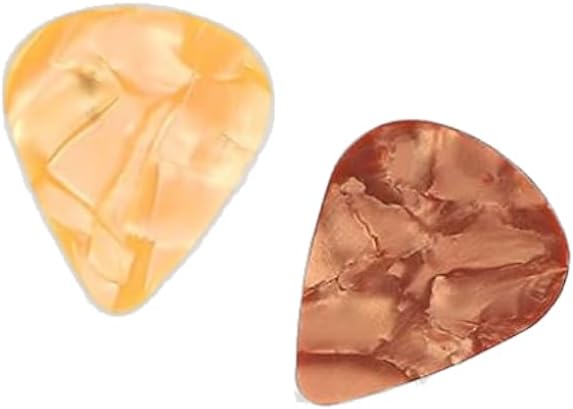 Duas palhetas marmorizadas para violão, amarelo claro e cobre