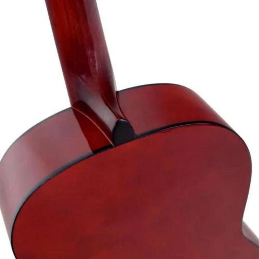 Junção do braço e corpo do violão Giannini S-14 com acabamento vermelho escuro brilhante e bordas pretas