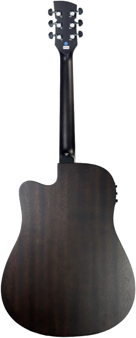 Parte traseira do violão elétrico folk Tonante Ametista ACTNAB1954 preto fosco com equalizador