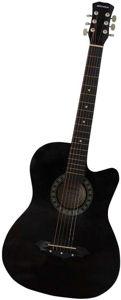 Violão acústico preto Benda destro com 6 cordas de aço e corte no corpo