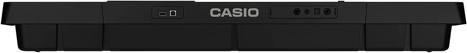 Parte traseira do teclado Casio CT-X800 mostrando conexões USB e de áudio