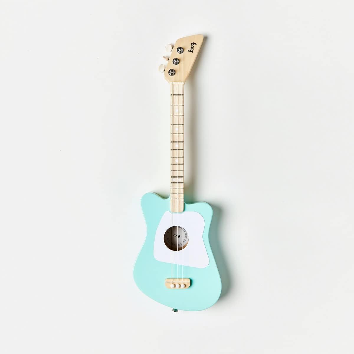 Frontal da guitarra acústica infantil Loog Mini azul claro com 3 cordas