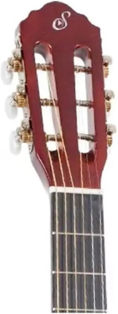 Detalhe do cabeçote do violão Giannini SF14 CEQ N elétrico com tarraxas cromadas e acabamento vermelho escuro