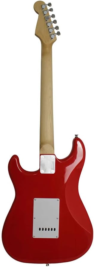 Parte traseira da guitarra elétrica Queen's ST vermelha com braço em madeira clara