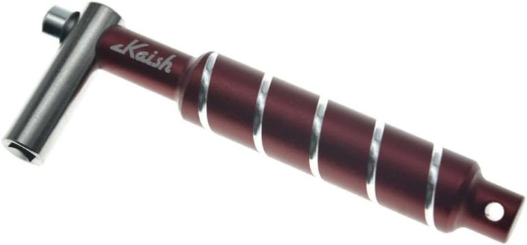 Chave de afinação para bateria KAISH estilo L vermelha metálica com cabo em espiral prateada