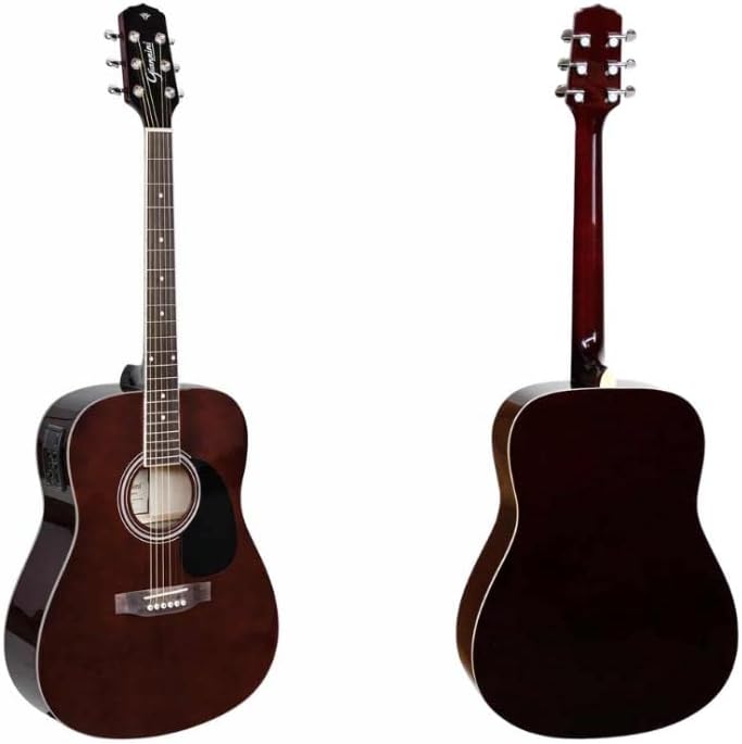 Violão eletroacústico Giannini GD-1 EQ TWD Darkwine visto de frente e costas