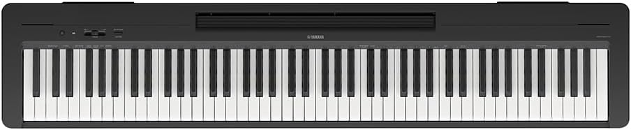 Piano digital Yamaha P-145B preto com 88 teclas sensitivas vista superior