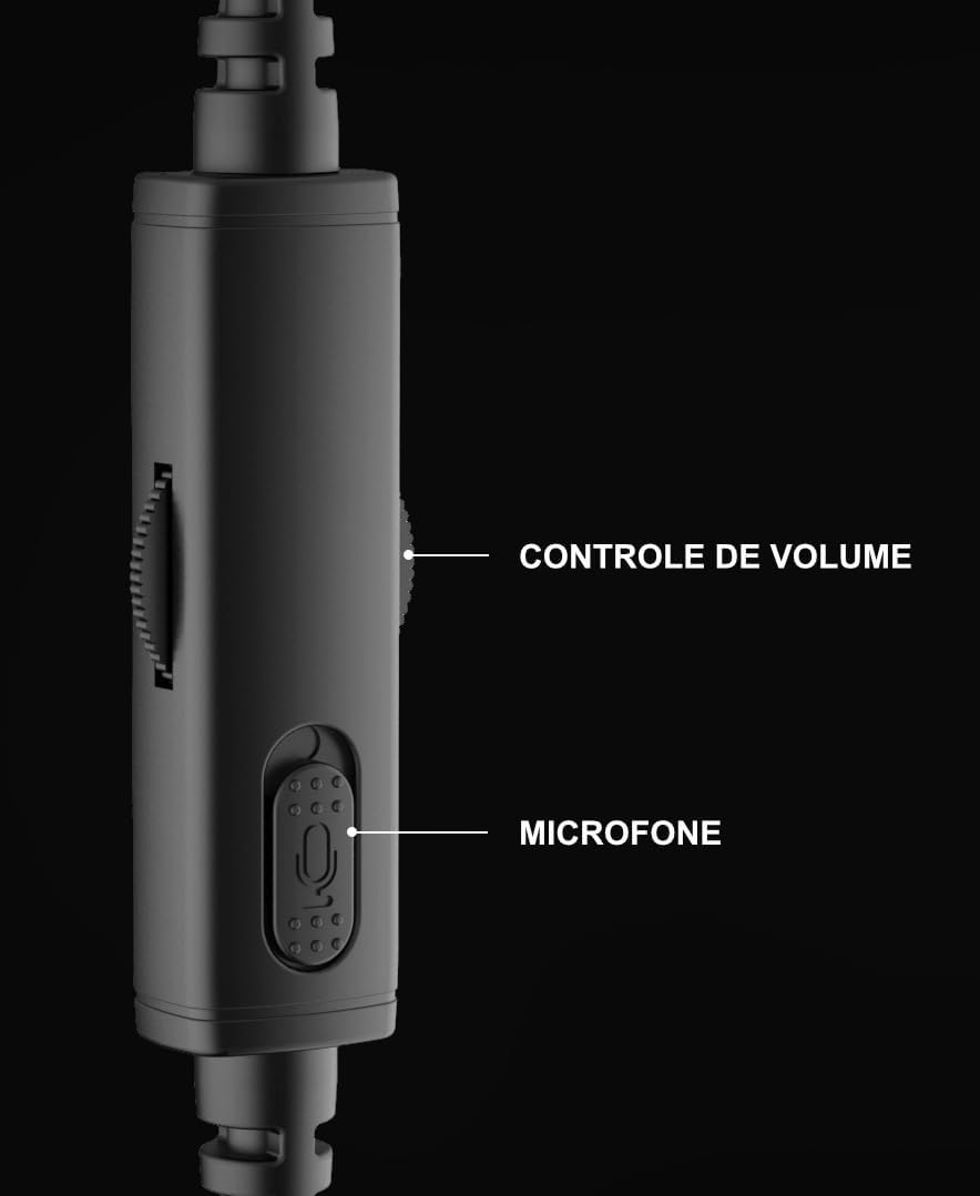 Controle inline do headset Havit HV-H2002d com controle de volume e botão de microfone.