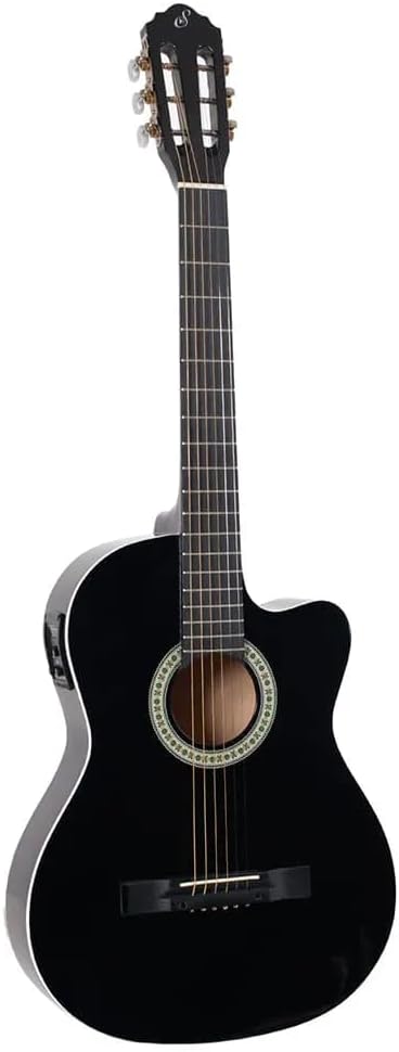 Violão Giannini NF-14 eletroacústico flat cutaway preto com cordas de nylon.