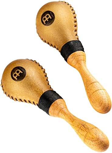 Maracas Meinl MSM2 de couro natural e madeira, feitas à mão, par simples