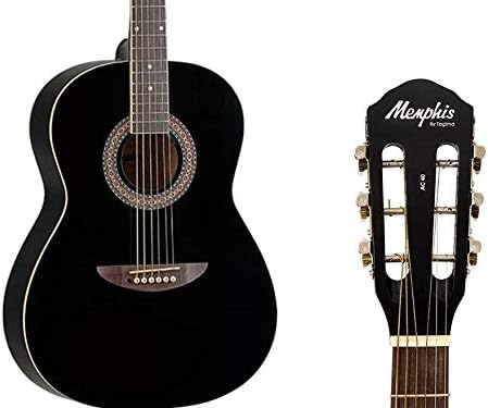 Violão acústico Tagima AC-40 Memphis preto mostrando corpo e cabeçote separadamente.