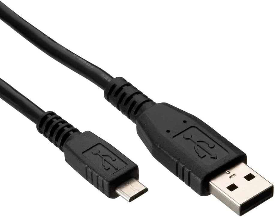 Cabo USB preto com conector USB tipo A e micro USB