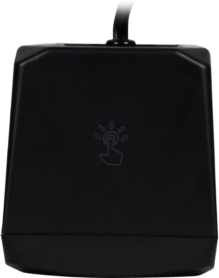 Parte traseira de caixa de som Fortrek Black Hawk preta com símbolo de controle e cabo conectado.