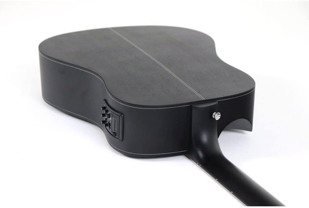 Parte traseira do violão Strinberg SD201HC preto fosco mostrando painel de equalização embutido