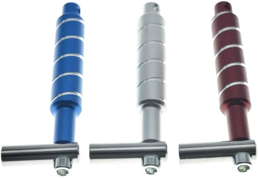 Chaves de afinação para bateria KAISH estilo L em azul, prata e vermelho metálico verticalizadas