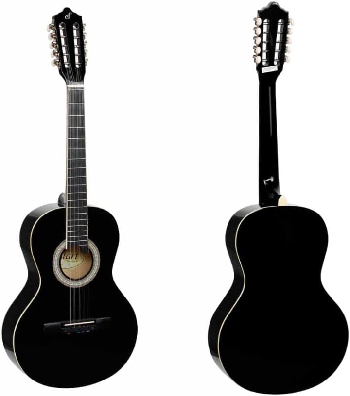 Viola acústica Giannini VS-14BK preta com 10 cordas, verniz brilhante, visão frontal e traseira