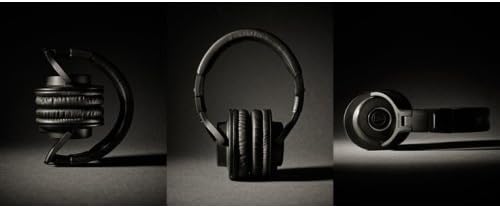 Fone de ouvido Audio-Technica ATH-M40x preto, mostrando dobragem, vista frontal e lateral, design profissional e compacto.