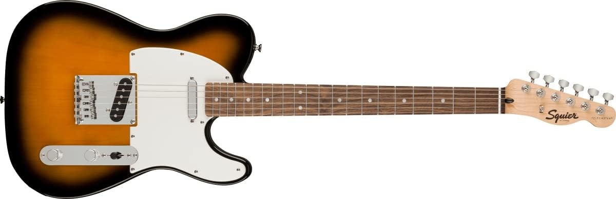 Guitarra elétrica Squier Bullet Telecaster corpo sunburst vista completa em fundo branco