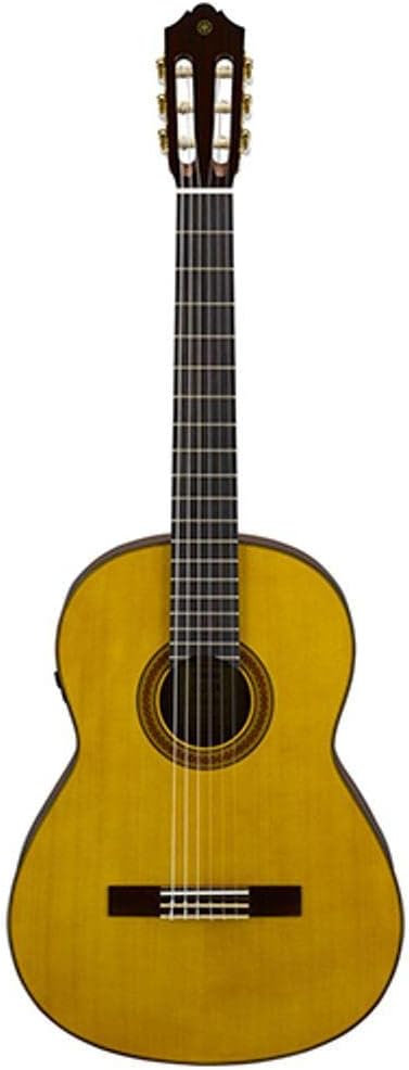 Violão Yamaha Transacoustic CG TA natural com cordas de nylon vista frontal detalhada