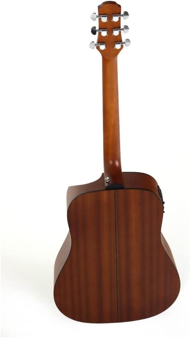 Parte traseira do violão Strinberg SD201HC em acabamento fosco marrom com tarraxas cromadas.