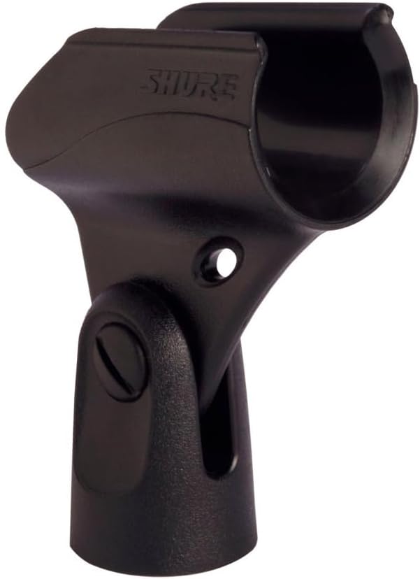 Clipe de microfone Shure A25D preto, acessório resistente para microfones.